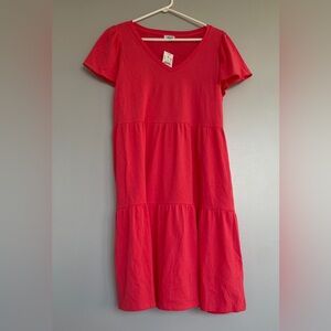 NWT J. Crew Tiered knit coral mini dress 100% cotton size M